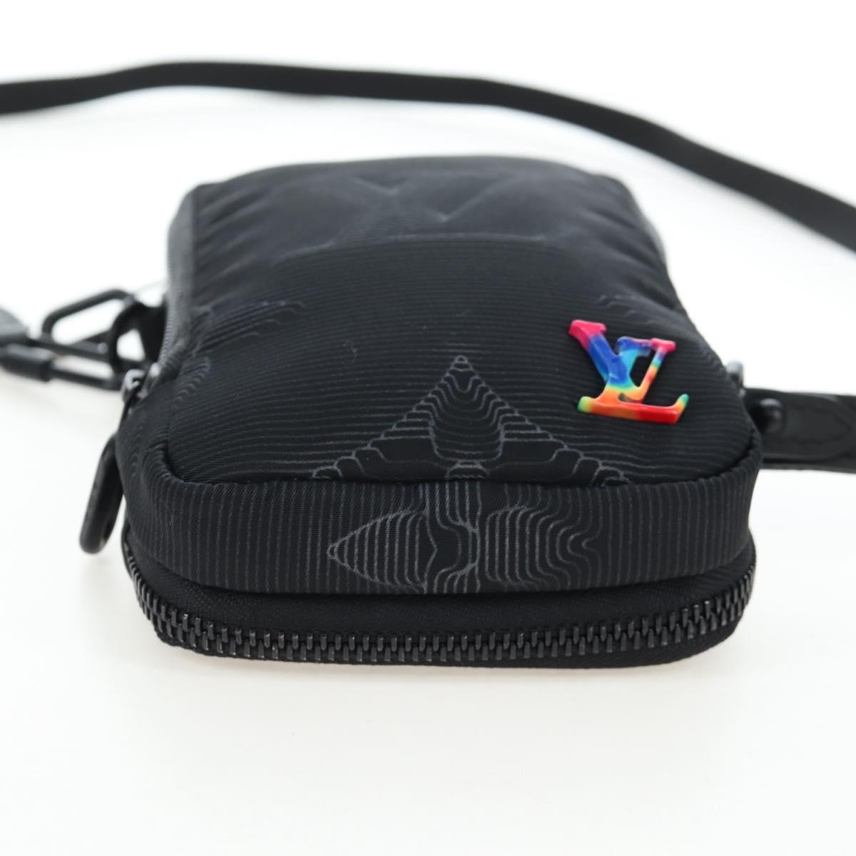 LOUIS VUITTON 3D monogram Double Phone Pouch Black M80141 LV Auth 203158M