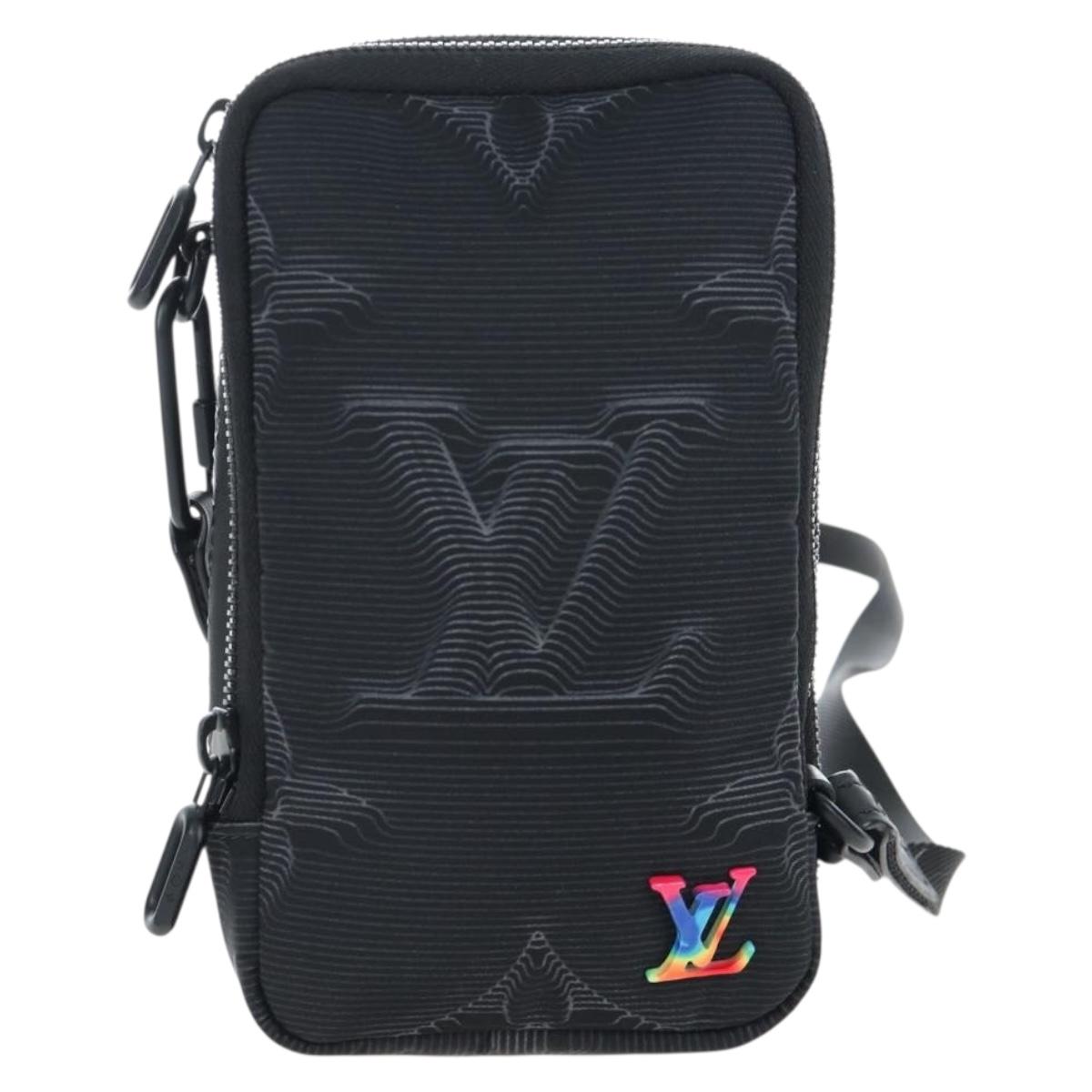 LOUIS VUITTON 3D monogram Double Phone Pouch Black M80141 LV Auth 203158M