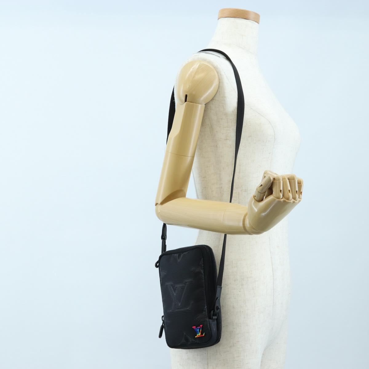 LOUIS VUITTON 3D monogram Double Phone Pouch Black M80141 LV Auth 203158M