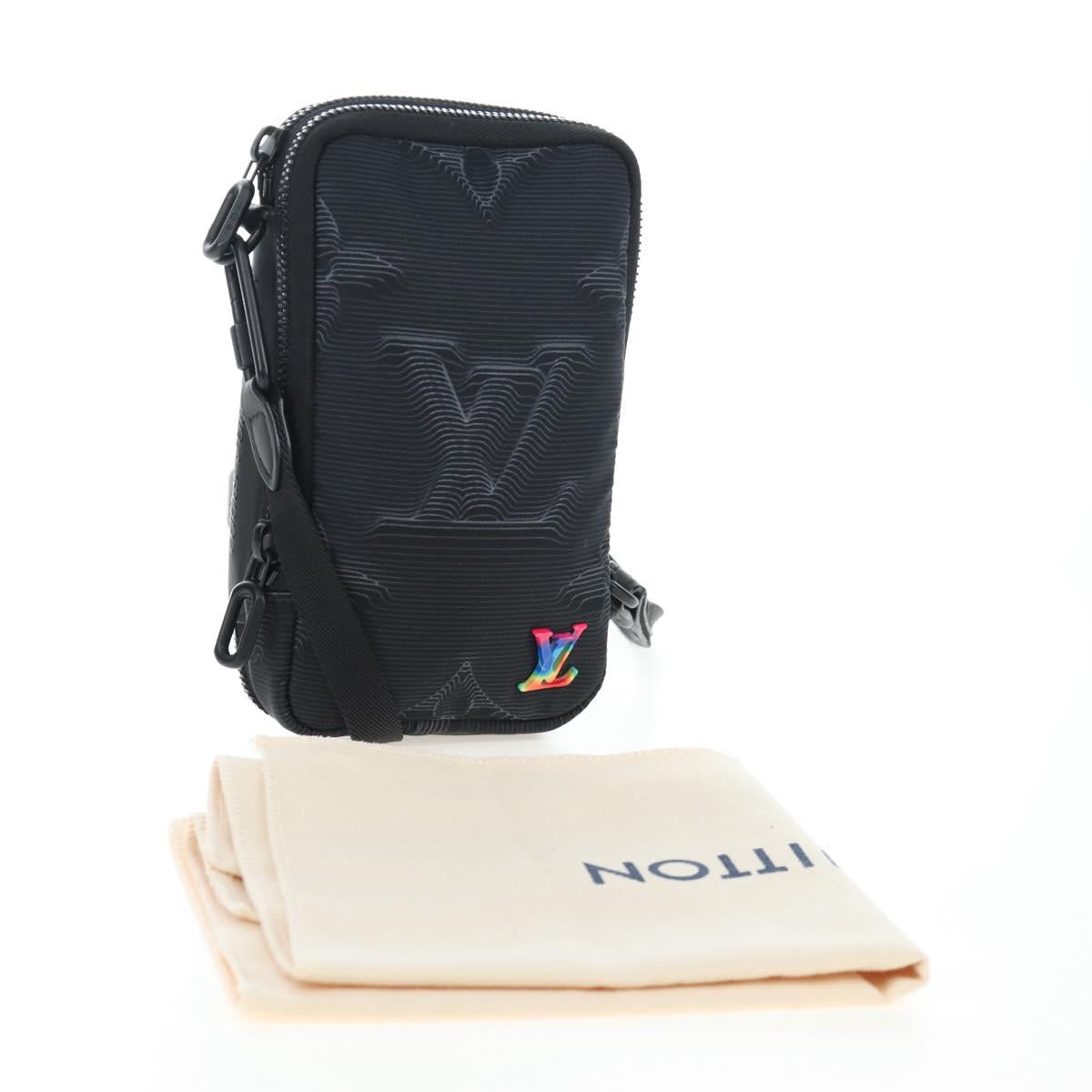 LOUIS VUITTON 3D monogram Double Phone Pouch Black M80141 LV Auth 203158M