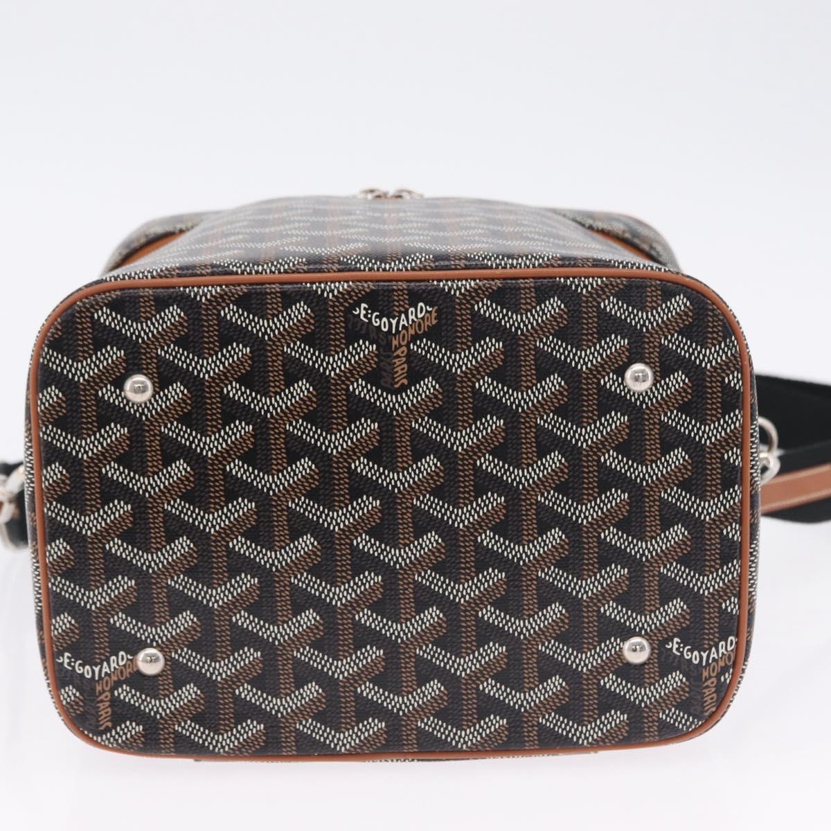 GOYARD Herringbone Vanity Muse Hand Bag PVC 2way Black Silver Auth 203159SM