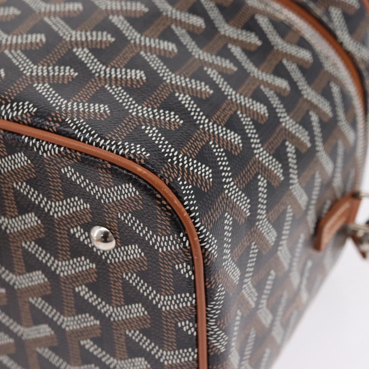 GOYARD Herringbone Vanity Muse Hand Bag PVC 2way Black Silver Auth 203159SM