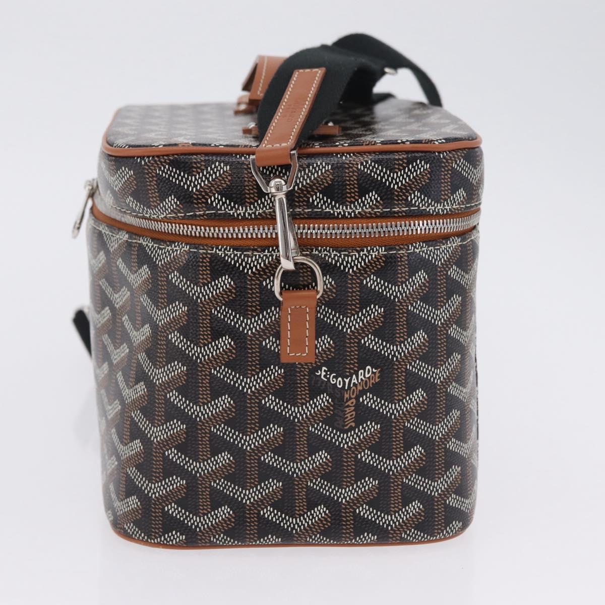 GOYARD Herringbone Vanity Muse Hand Bag PVC 2way Black Silver Auth 203159SM