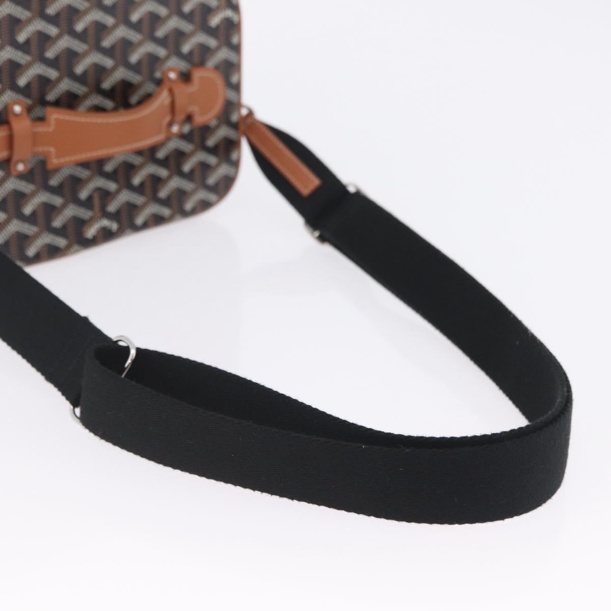 GOYARD Herringbone Vanity Muse Hand Bag PVC 2way Black Silver Auth 203159SM