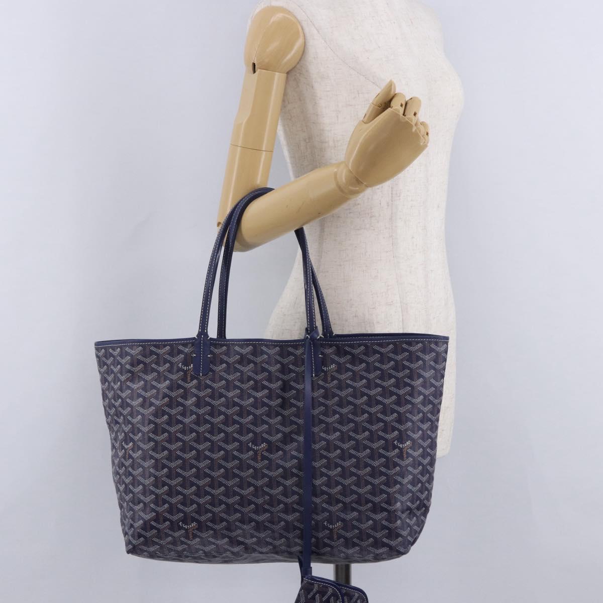 GOYARD Herringbone Saint Louis PM Tote Bag PVC Navy Auth 203171A