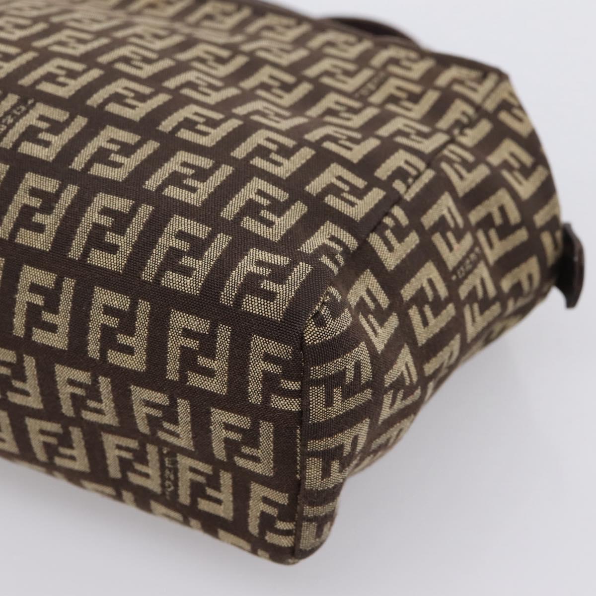 FENDI Zucchino Canvas Hand Bag Brown Auth 203176