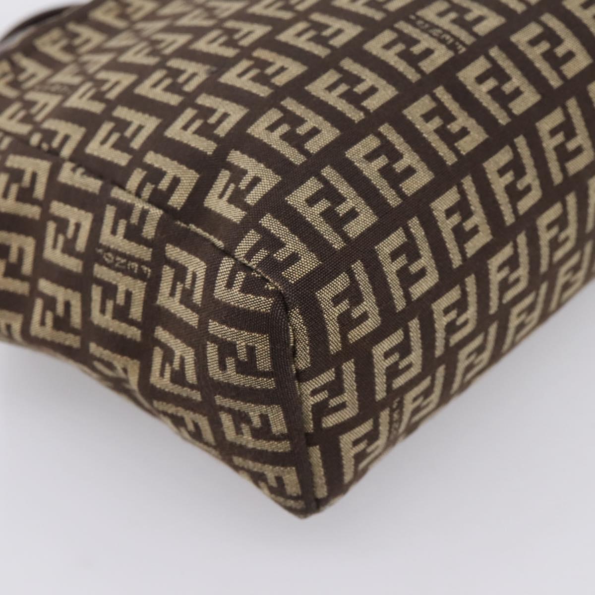 FENDI Zucchino Canvas Hand Bag Brown Auth 203176