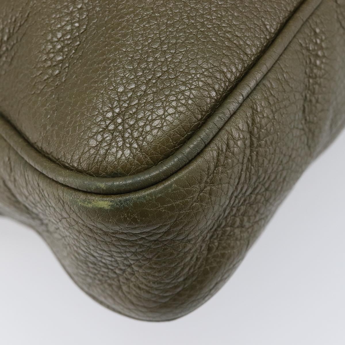 GUCCI Business Bag Leather 2way Khaki Silver 322957 Auth 203179A