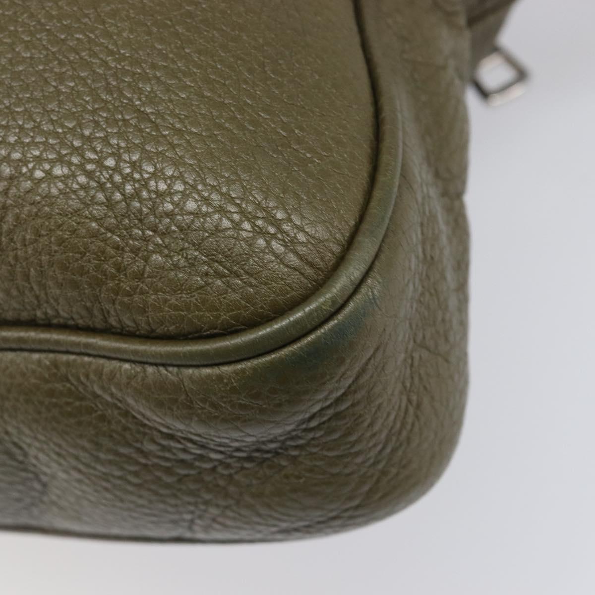GUCCI Business Bag Leather 2way Khaki Silver 322957 Auth 203179A