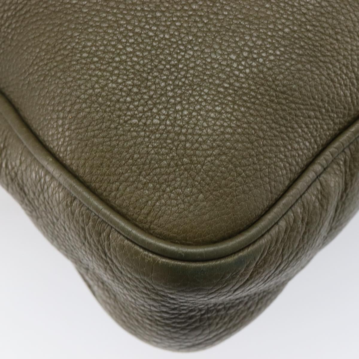 GUCCI Business Bag Leather 2way Khaki Silver 322957 Auth 203179A