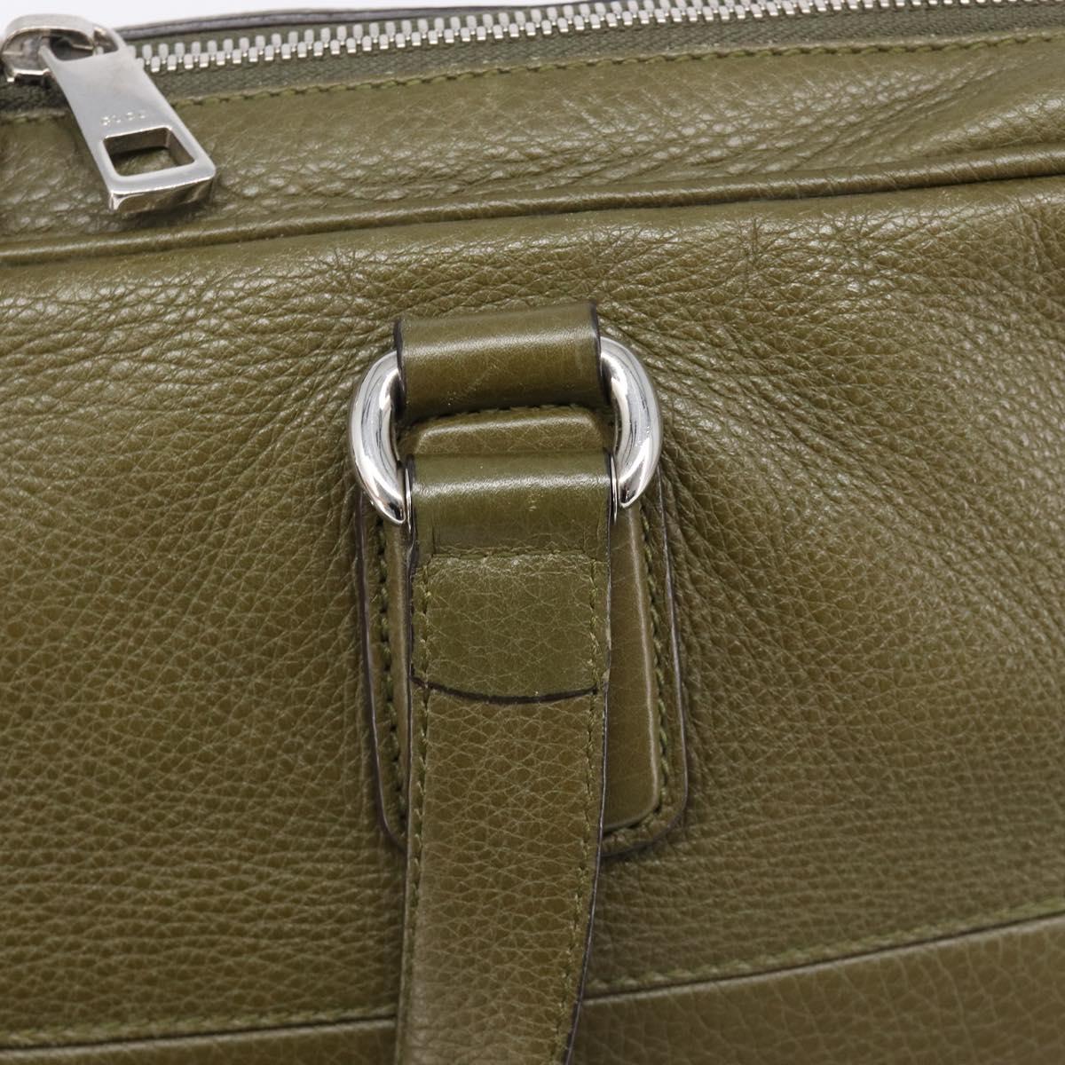 GUCCI Business Bag Leather 2way Khaki Silver 322957 Auth 203179A