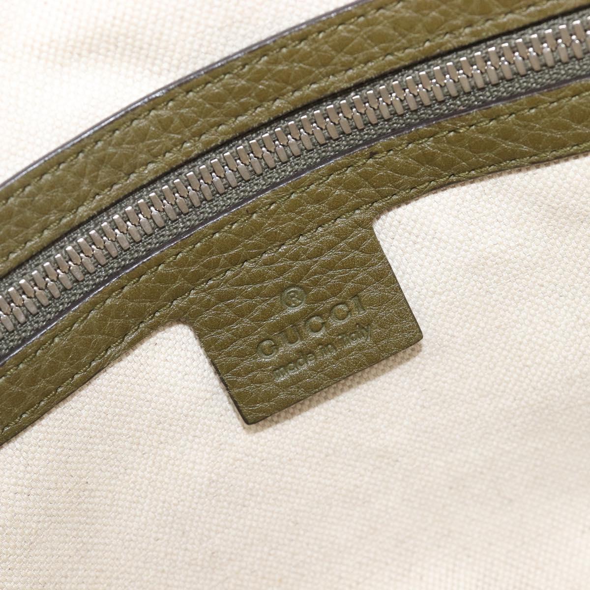 GUCCI Business Bag Leather 2way Khaki Silver 322957 Auth 203179A