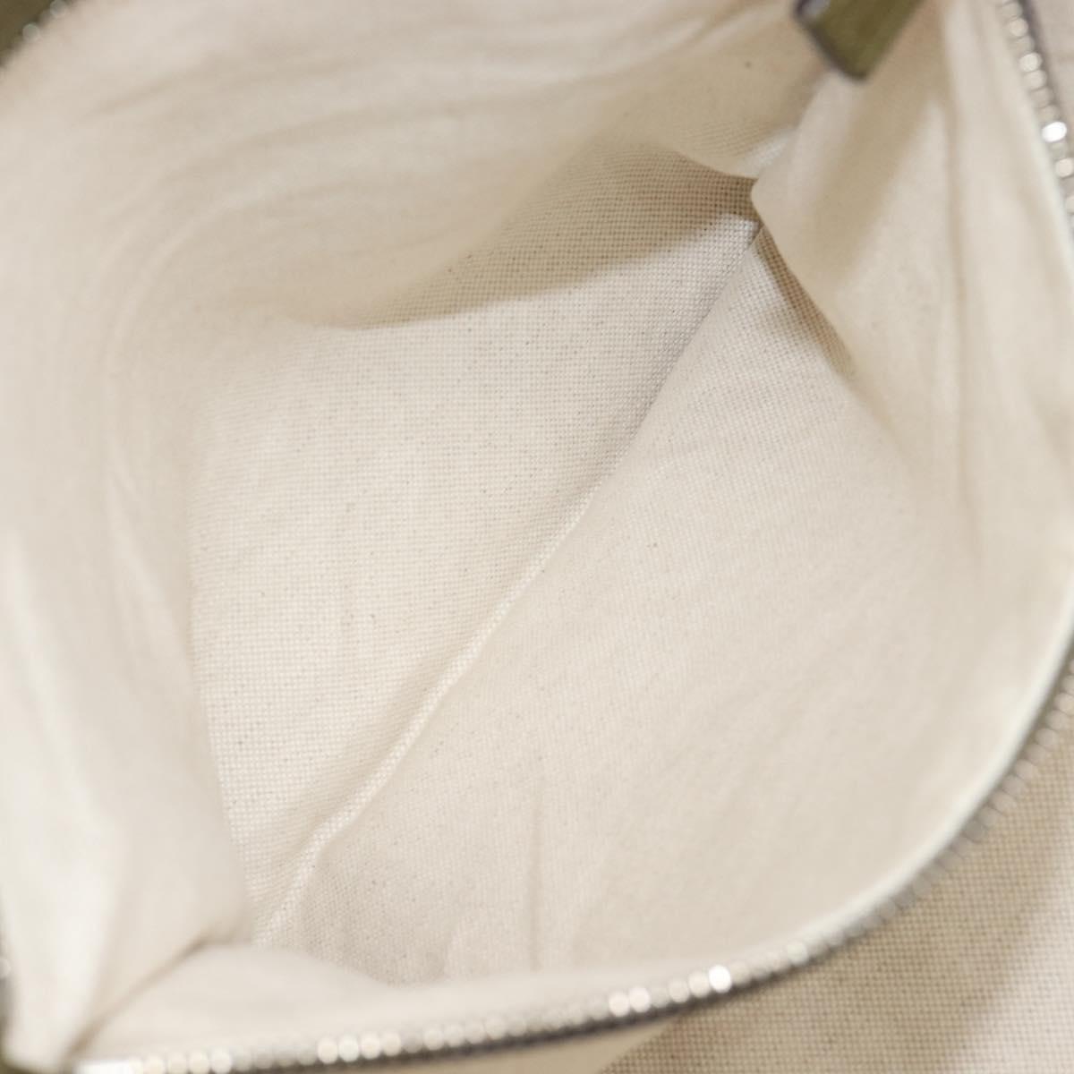 GUCCI Business Bag Leather 2way Khaki Silver 322957 Auth 203179A