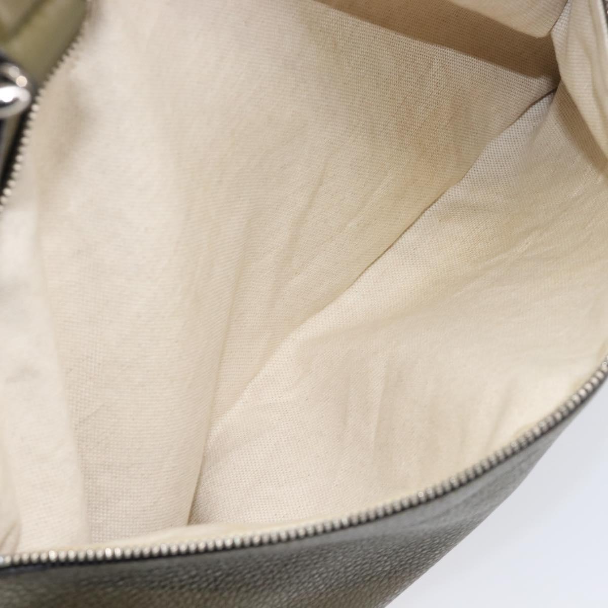 GUCCI Business Bag Leather 2way Khaki Silver 322957 Auth 203179A