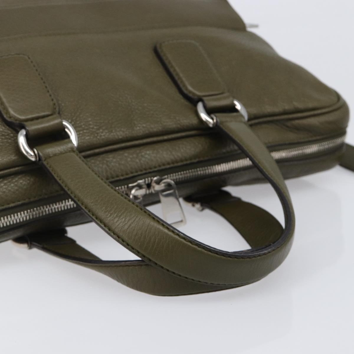 GUCCI Business Bag Leather 2way Khaki Silver 322957 Auth 203179A