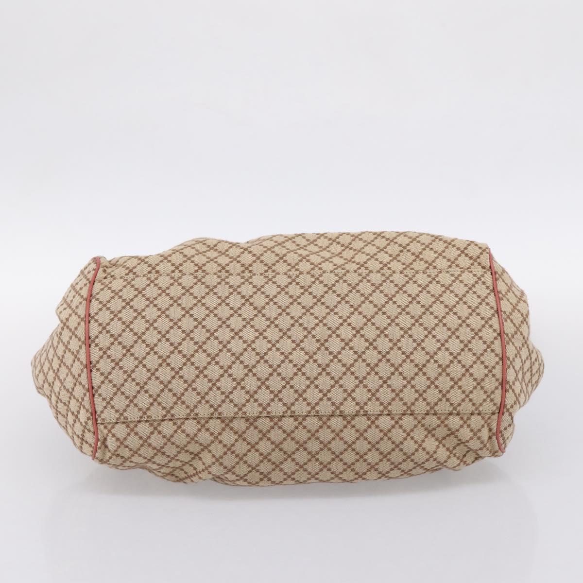 GUCCI Diamante Hand Bag Canvas 2way Beige Gold 223974 Auth 203180