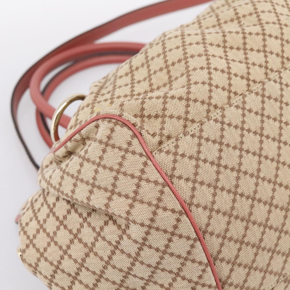 GUCCI Diamante Hand Bag Canvas 2way Beige Gold 223974 Auth 203180