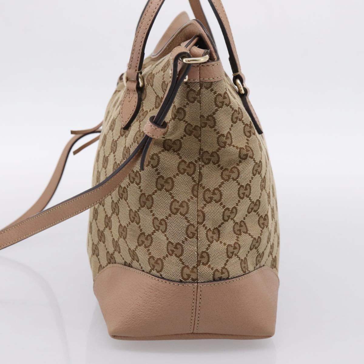 GUCCI GG Canvas Hand Bag 2way Beige Gold 353120 Auth 203182A