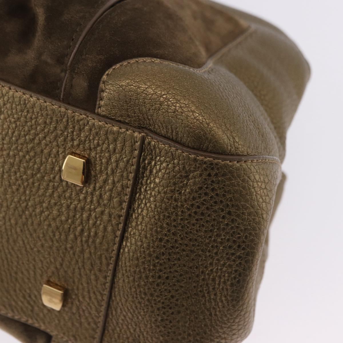 CARTIER Shoulder Bag Suede Green Gold Auth 203184V