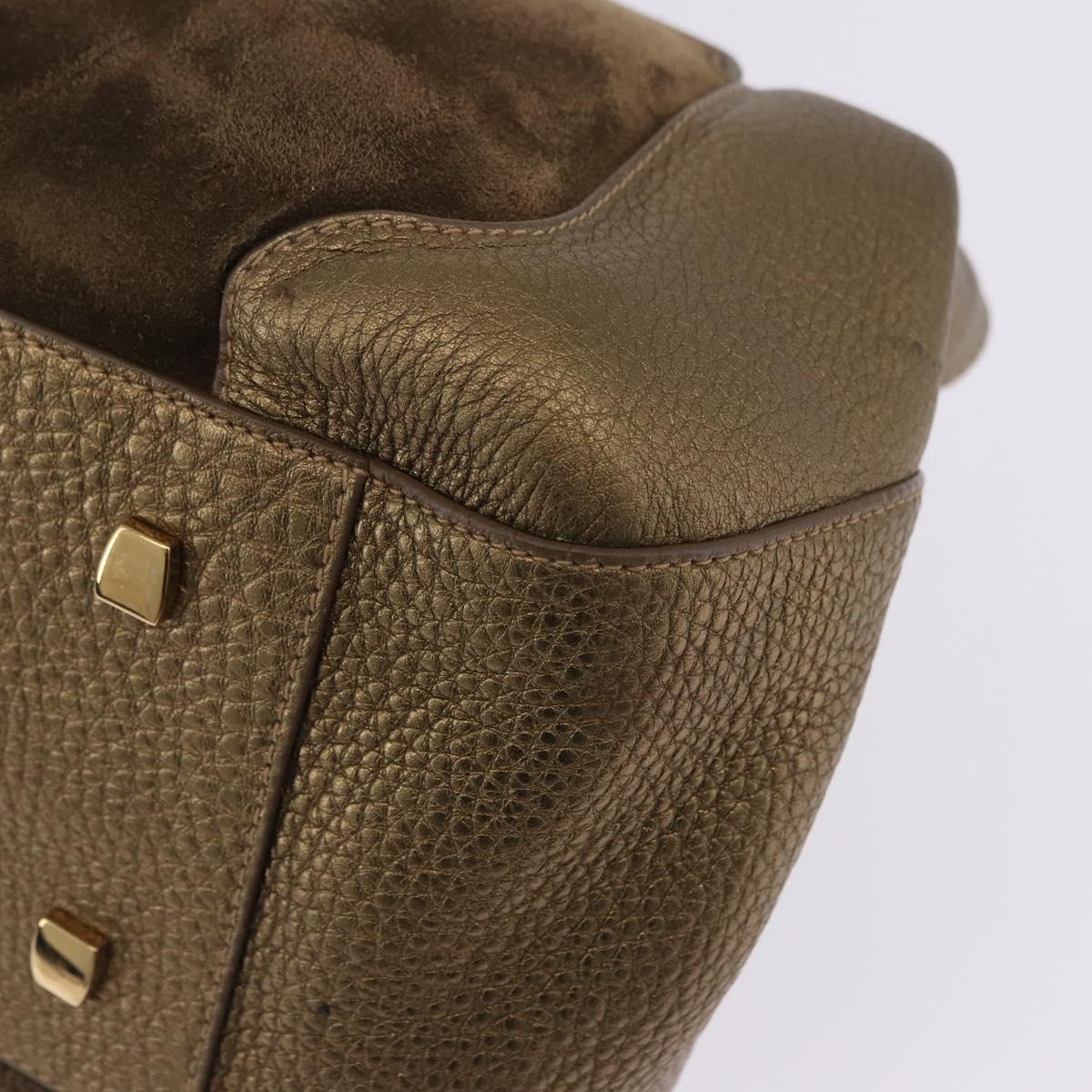 CARTIER Shoulder Bag Suede Green Gold Auth 203184V