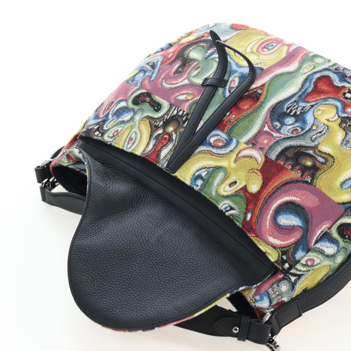 Christian Dior Saddle Bag Jacquard 2way Kenny Schaaf Multicolor Auth 203185SAM