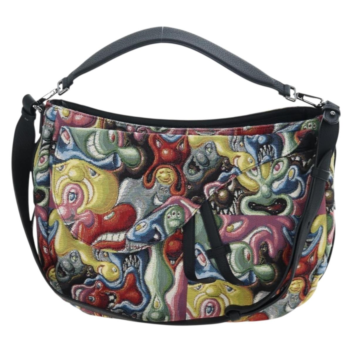 Christian Dior Saddle Bag Jacquard 2way Kenny Schaaf Multicolor Auth 203185SAM