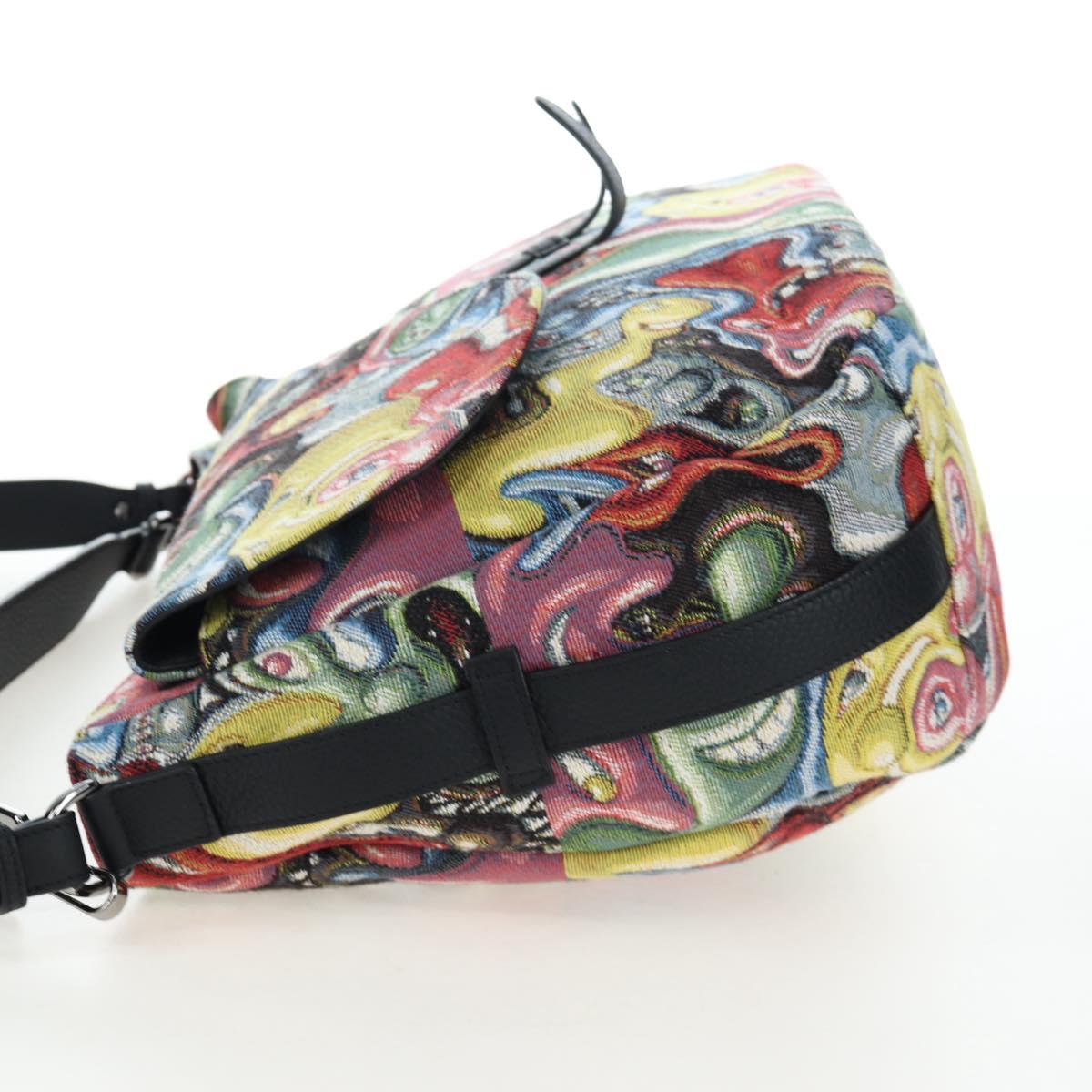 Christian Dior Saddle Bag Jacquard 2way Kenny Schaaf Multicolor Auth 203185SAM