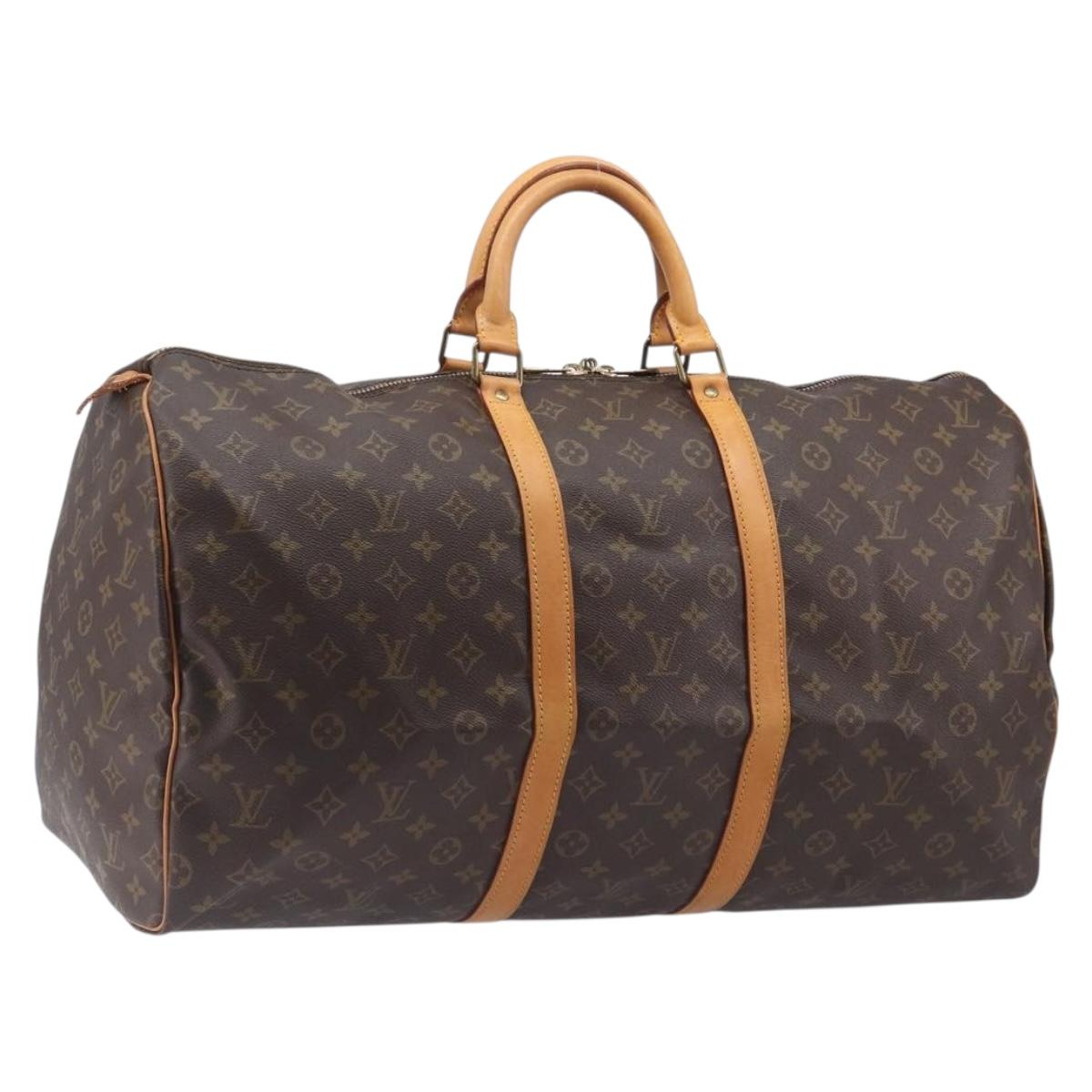 LOUIS VUITTON Monogram Keepall 55 Boston Bag M41424 LV Auth 203190V