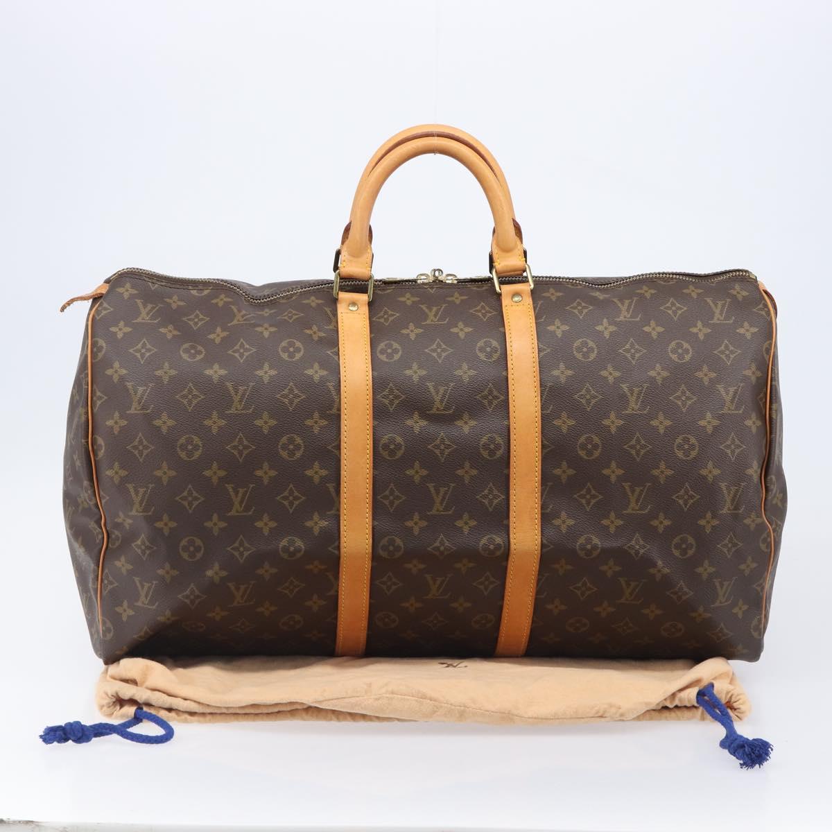 LOUIS VUITTON Monogram Keepall 55 Boston Bag M41424 LV Auth 203190V