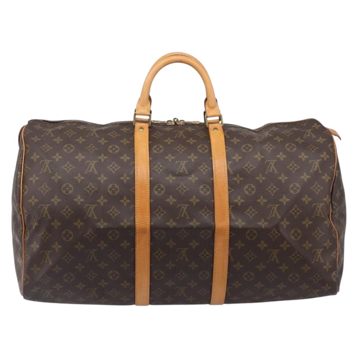 LOUIS VUITTON Monogram Keepall 55 Boston Bag M41424 LV Auth 203190V