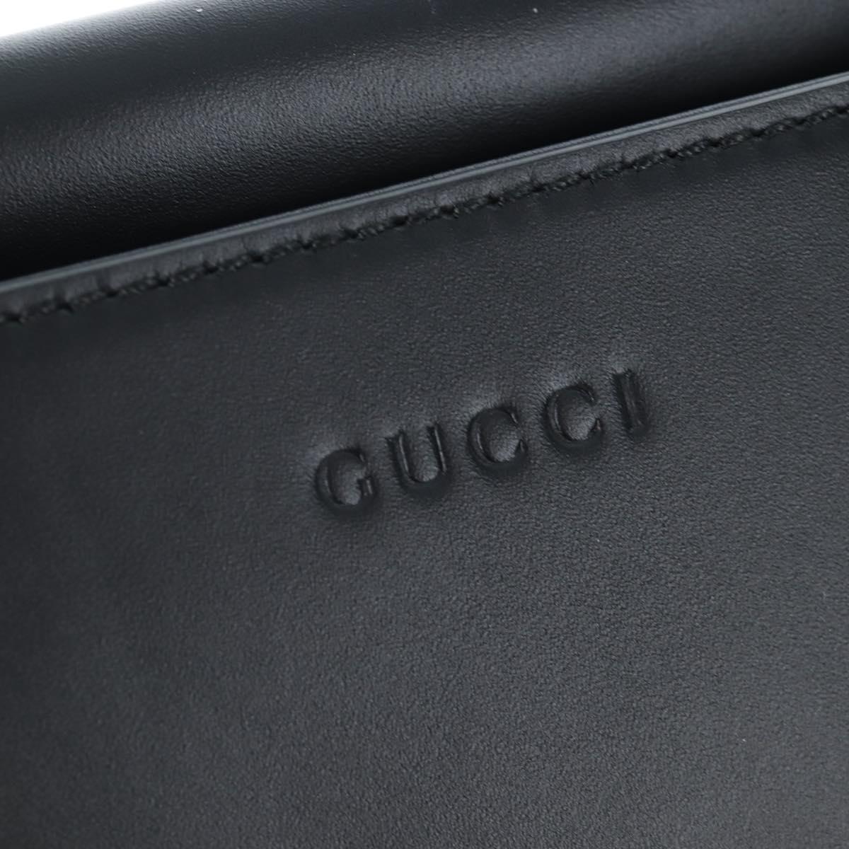 GUCCI Bamboo Sherry Line Hand Bag Leather 2way Black Gold 453764 Auth 203194V
