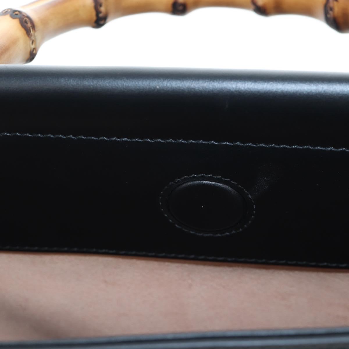GUCCI Bamboo Sherry Line Hand Bag Leather 2way Black Gold 453764 Auth 203194V