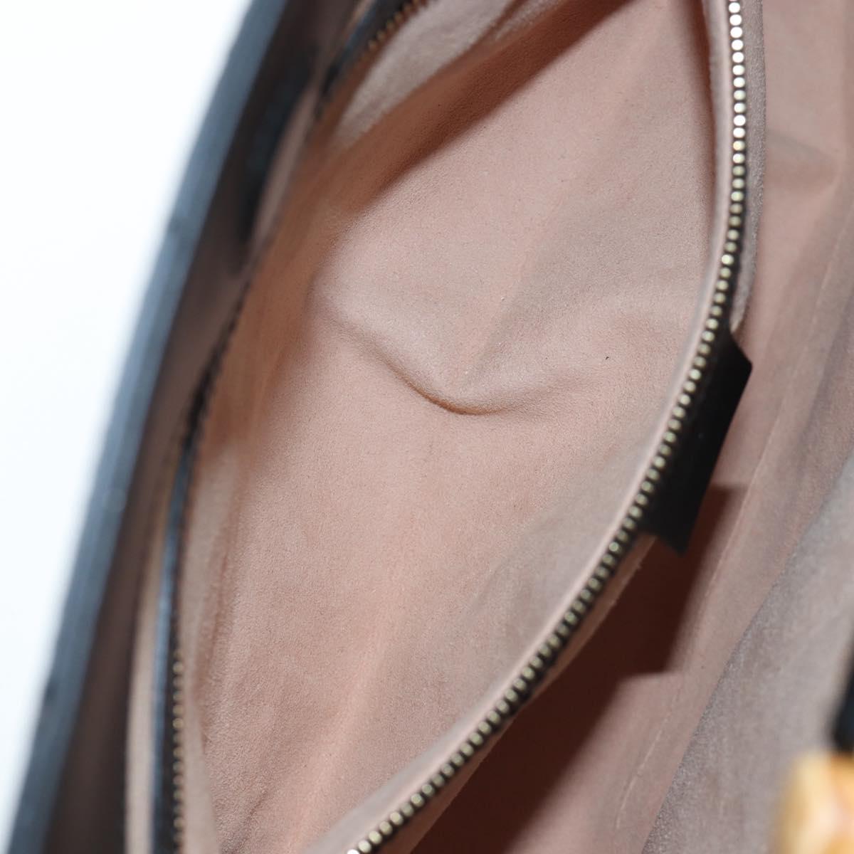GUCCI Bamboo Sherry Line Hand Bag Leather 2way Black Gold 453764 Auth 203194V