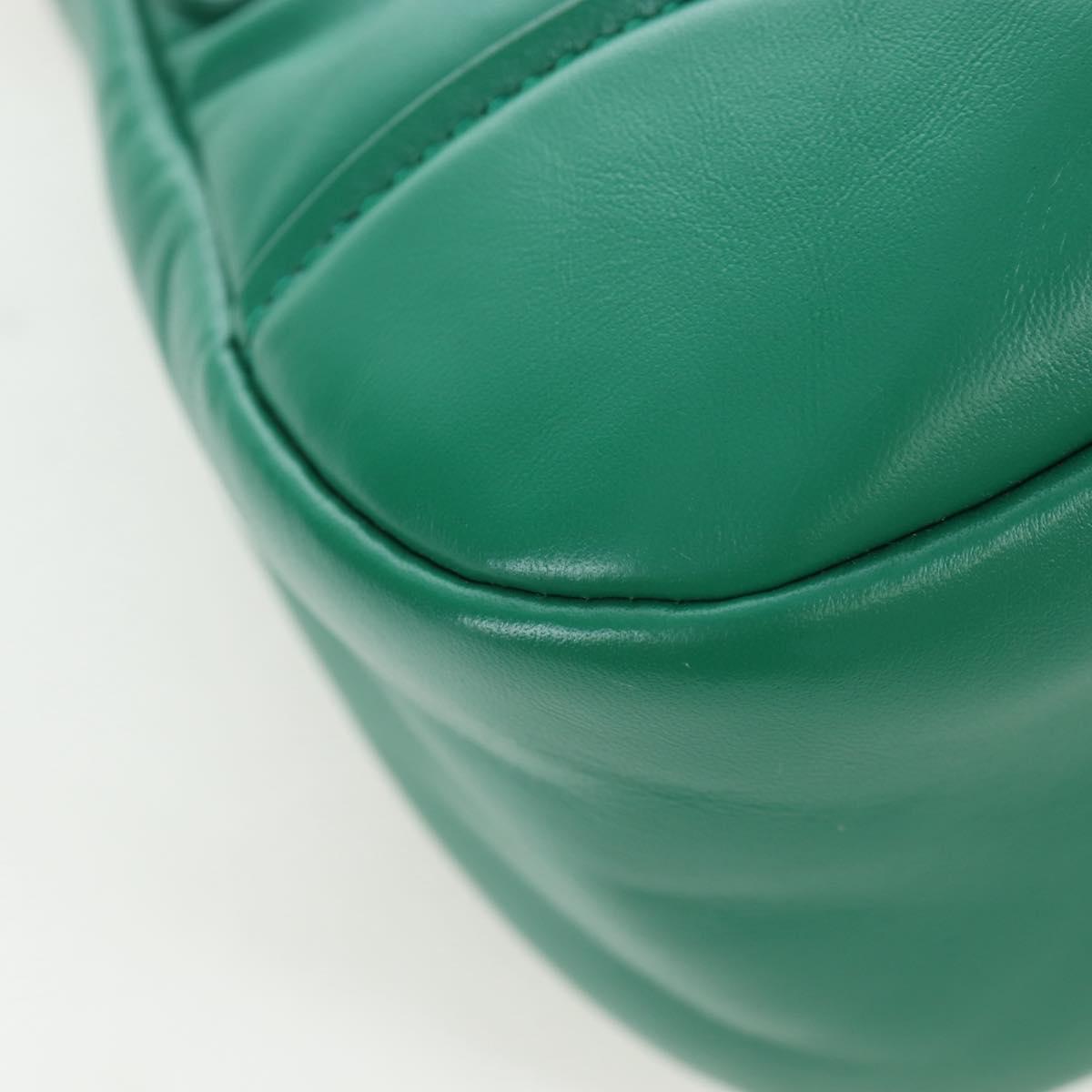 PRADA Moon Paddock Hand Bag Leather 2way Green Silver Auth 203196SAM