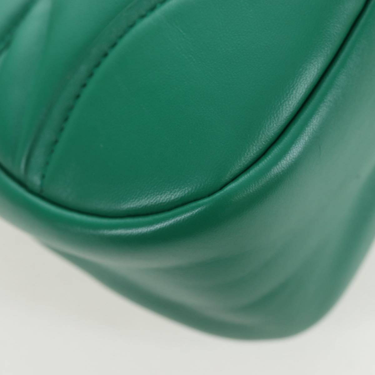 PRADA Moon Paddock Hand Bag Leather 2way Green Silver Auth 203196SAM