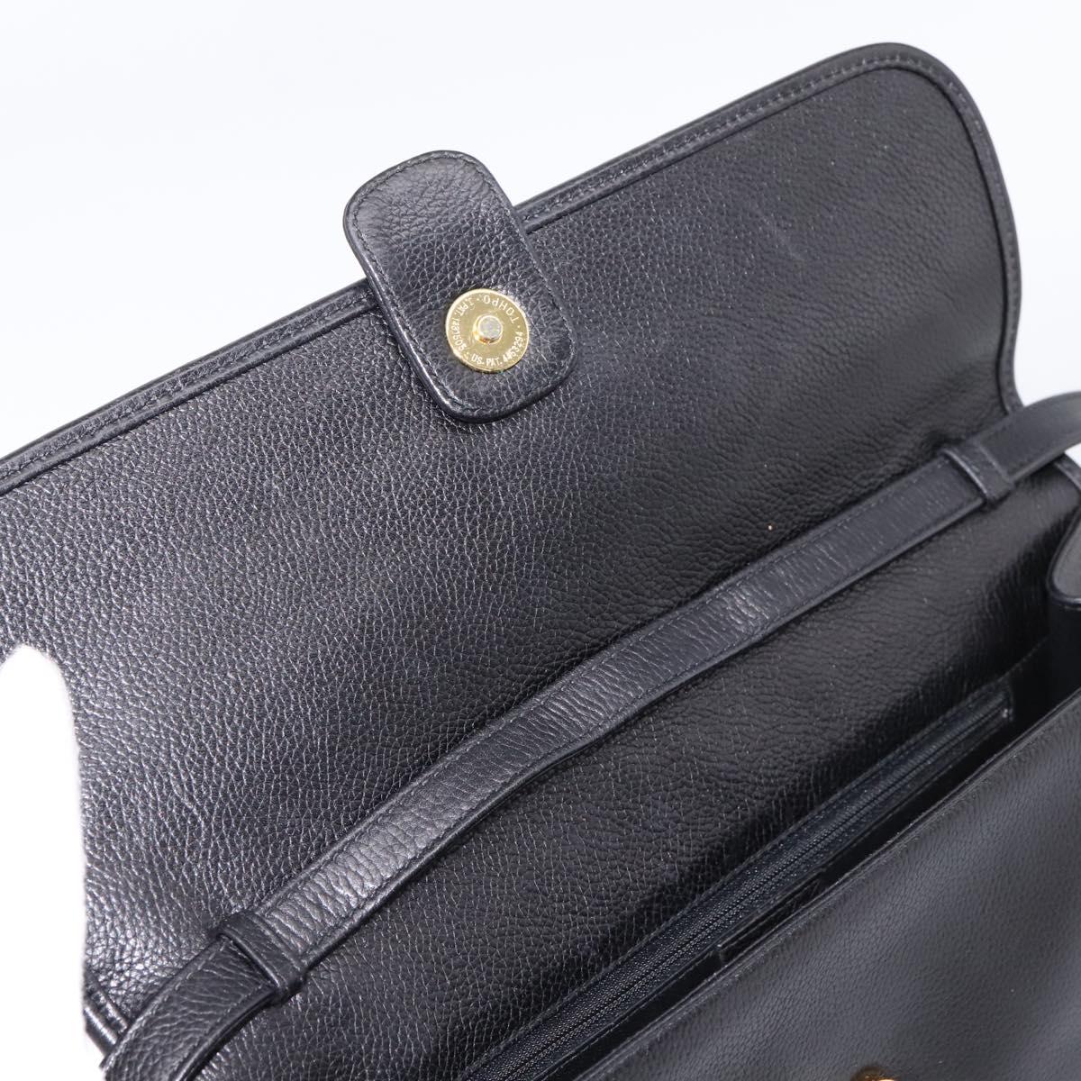 GUCCI Shoulder Bag Leather Black Gold 004 86 0222 Auth 203197A