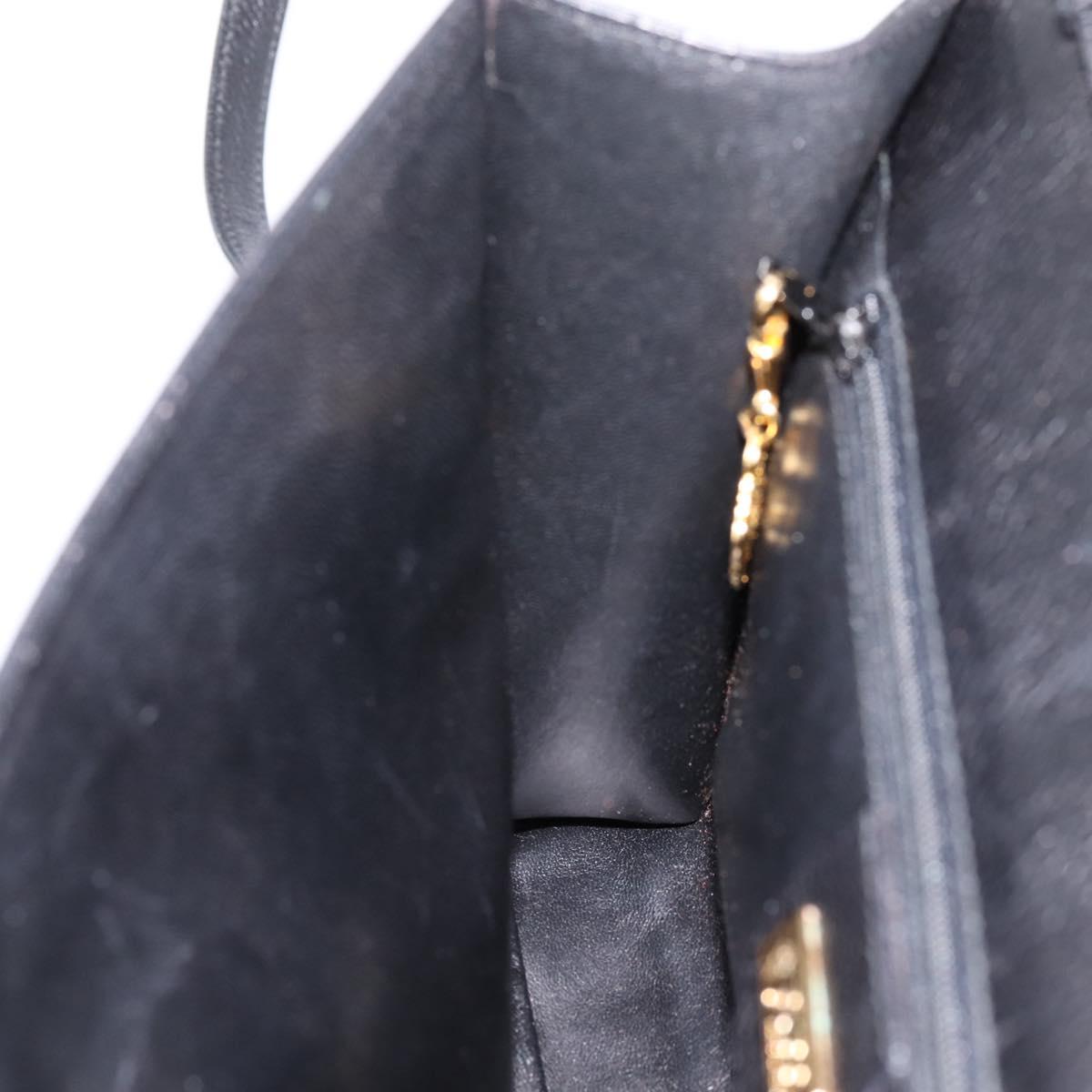 GUCCI Shoulder Bag Leather Black Gold 004 86 0222 Auth 203197A