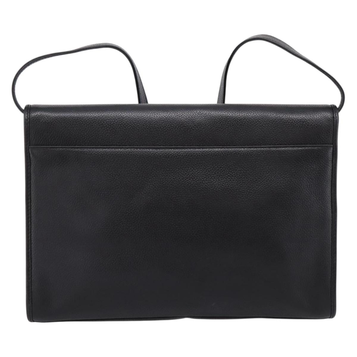 GUCCI Shoulder Bag Leather Black Gold 004 86 0222 Auth 203197A