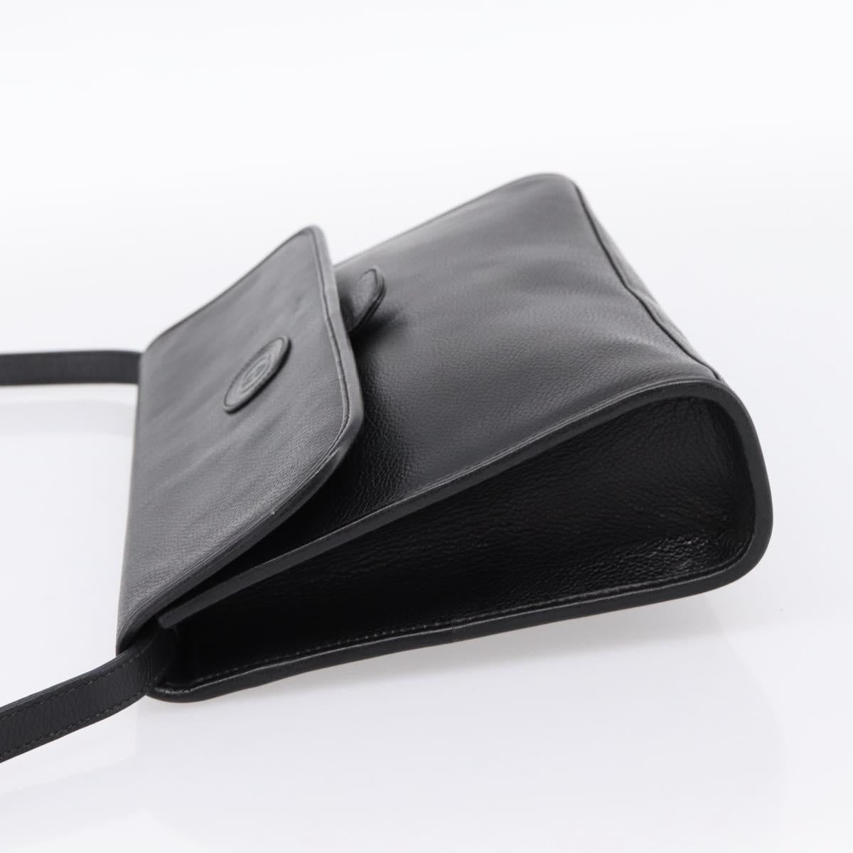 GUCCI Shoulder Bag Leather Black Gold 004 86 0222 Auth 203197A