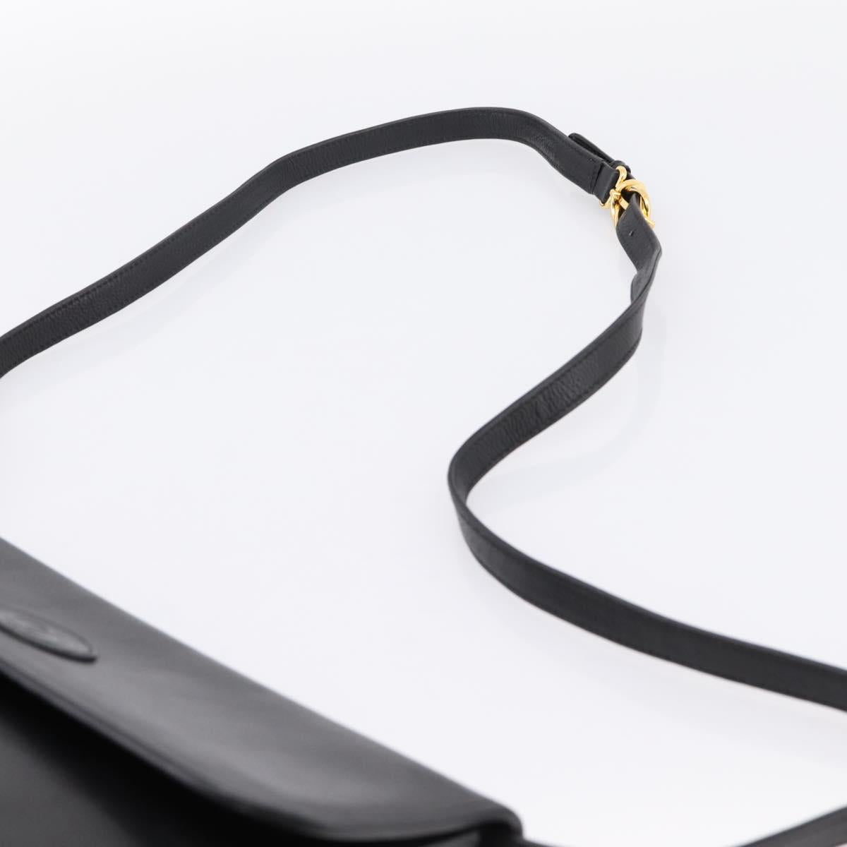 GUCCI Shoulder Bag Leather Black Gold 004 86 0222 Auth 203197A
