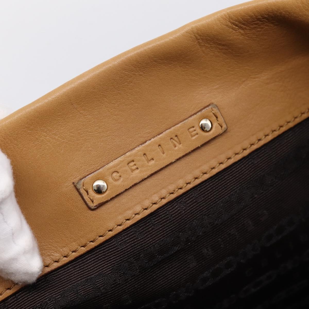 CELINE Shoulder Bag Leather Beige Gold Auth 203198A