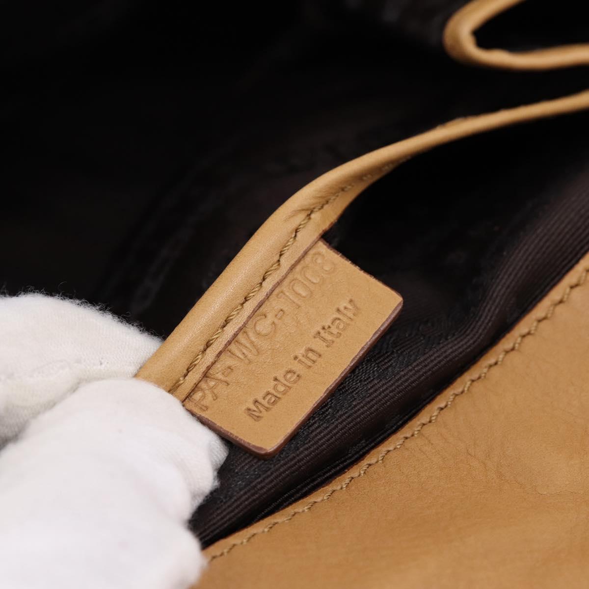 CELINE Shoulder Bag Leather Beige Gold Auth 203198A
