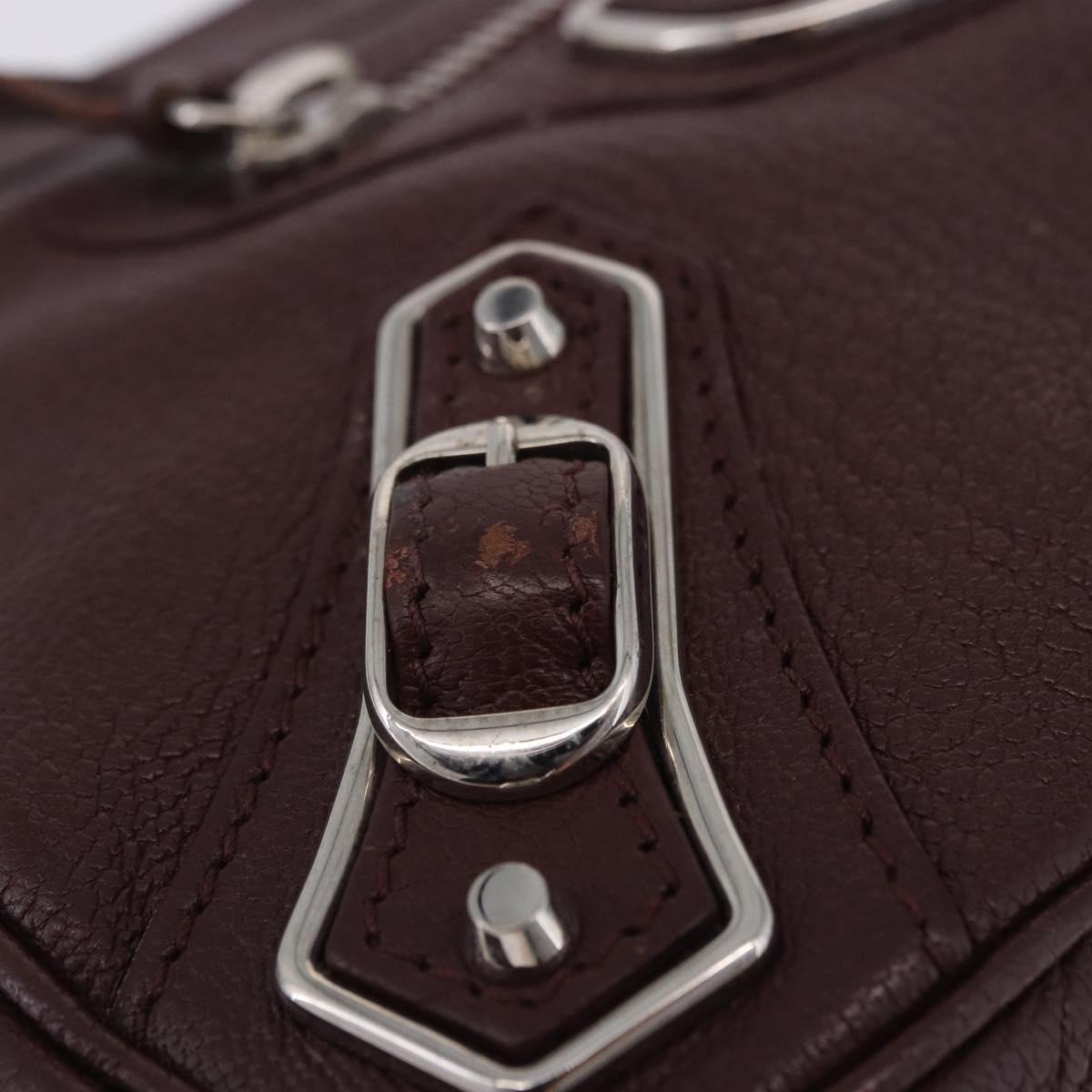 BALENCIAGA Giant Hip Shoulder Bag Leather Bordeaux Silver 390164 Auth 203199V