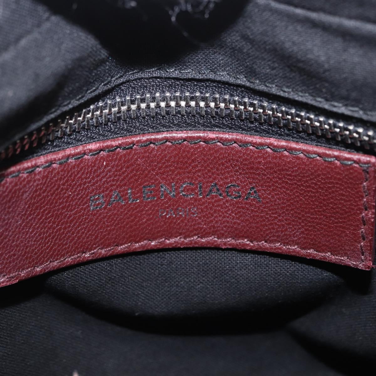 BALENCIAGA Giant Hip Shoulder Bag Leather Bordeaux Silver 390164 Auth 203199V