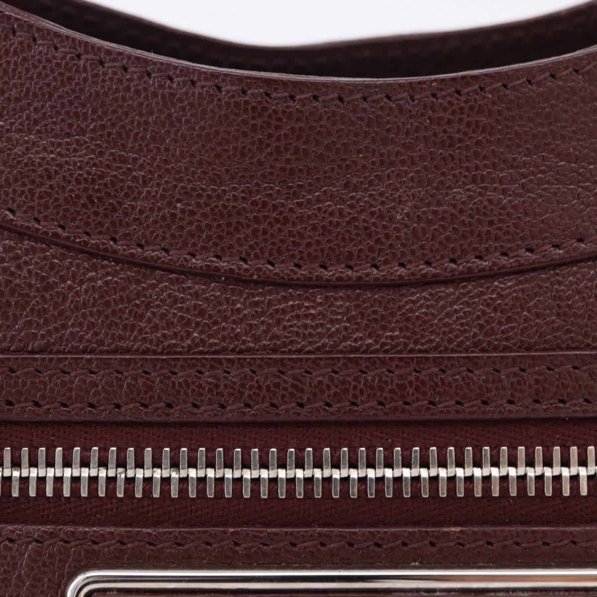 BALENCIAGA Giant Hip Shoulder Bag Leather Bordeaux Silver 390164 Auth 203199V