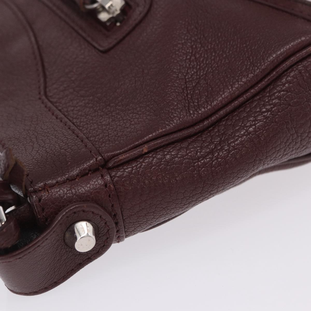 BALENCIAGA Giant Hip Shoulder Bag Leather Bordeaux Silver 390164 Auth 203199V