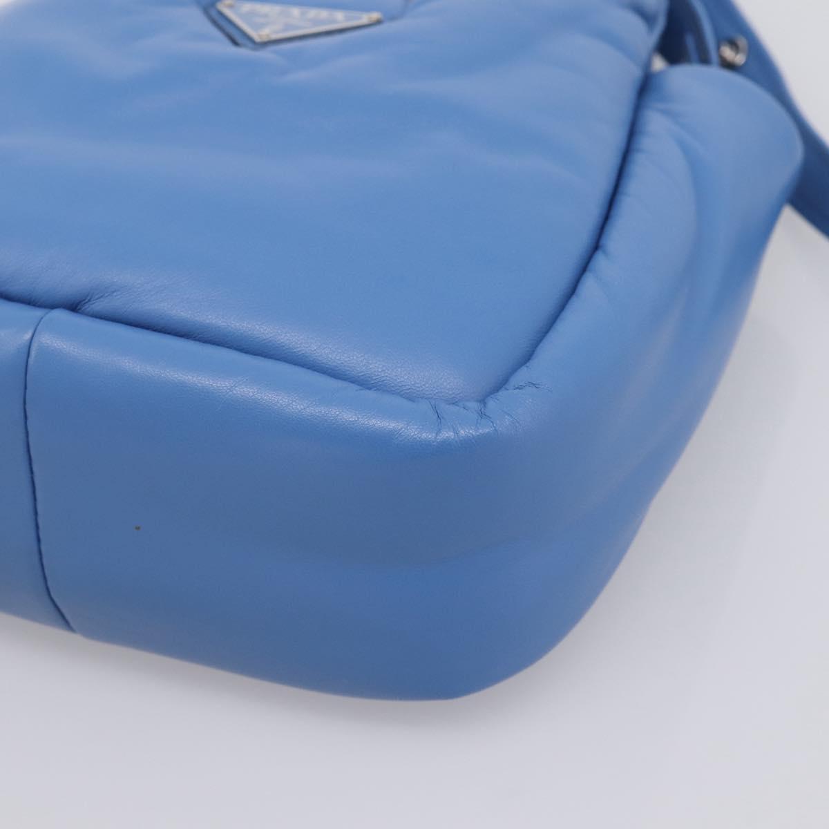 PRADA Hand Bag Leather 2way Blue Silver Auth 203202SAM