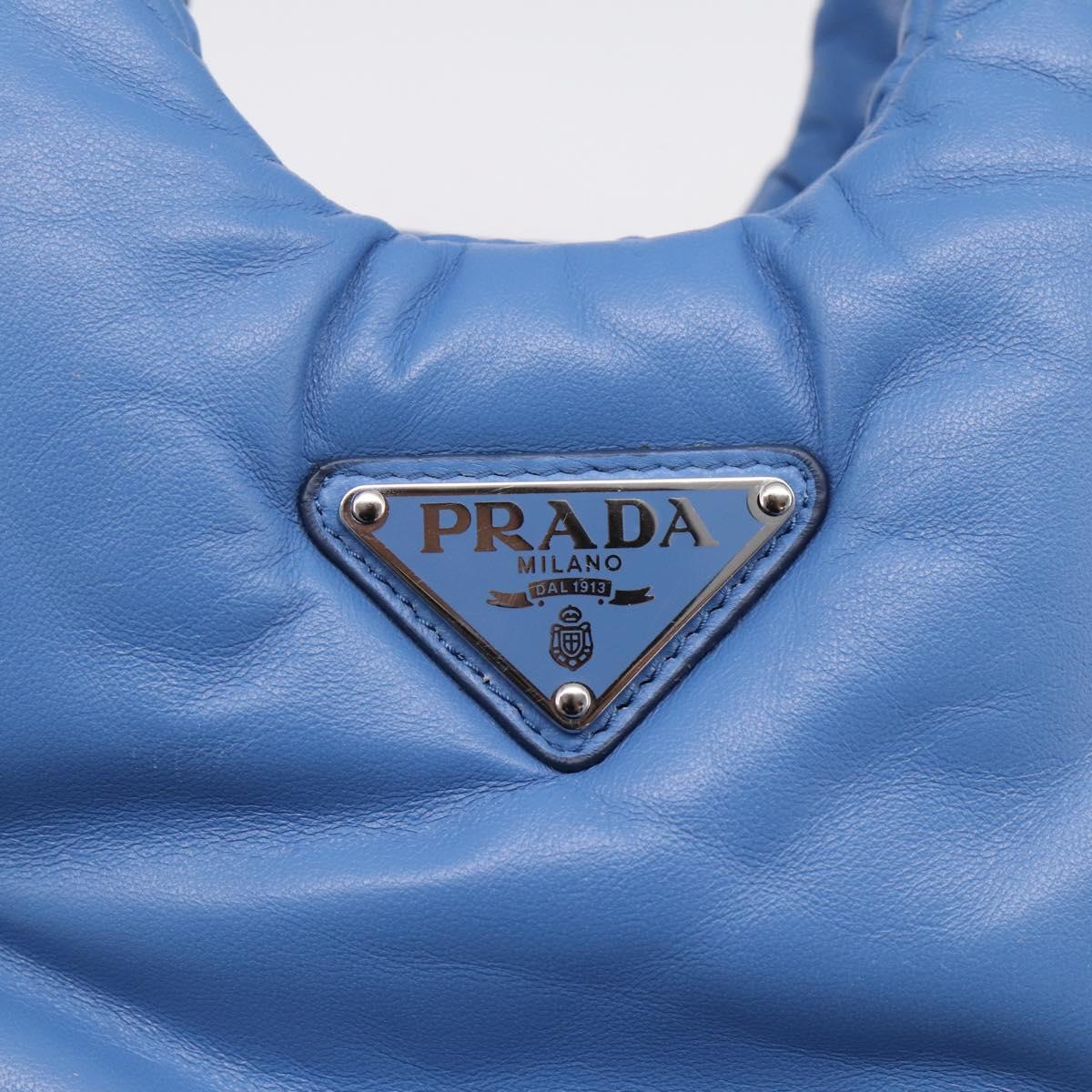 PRADA Hand Bag Leather 2way Blue Silver Auth 203202SAM