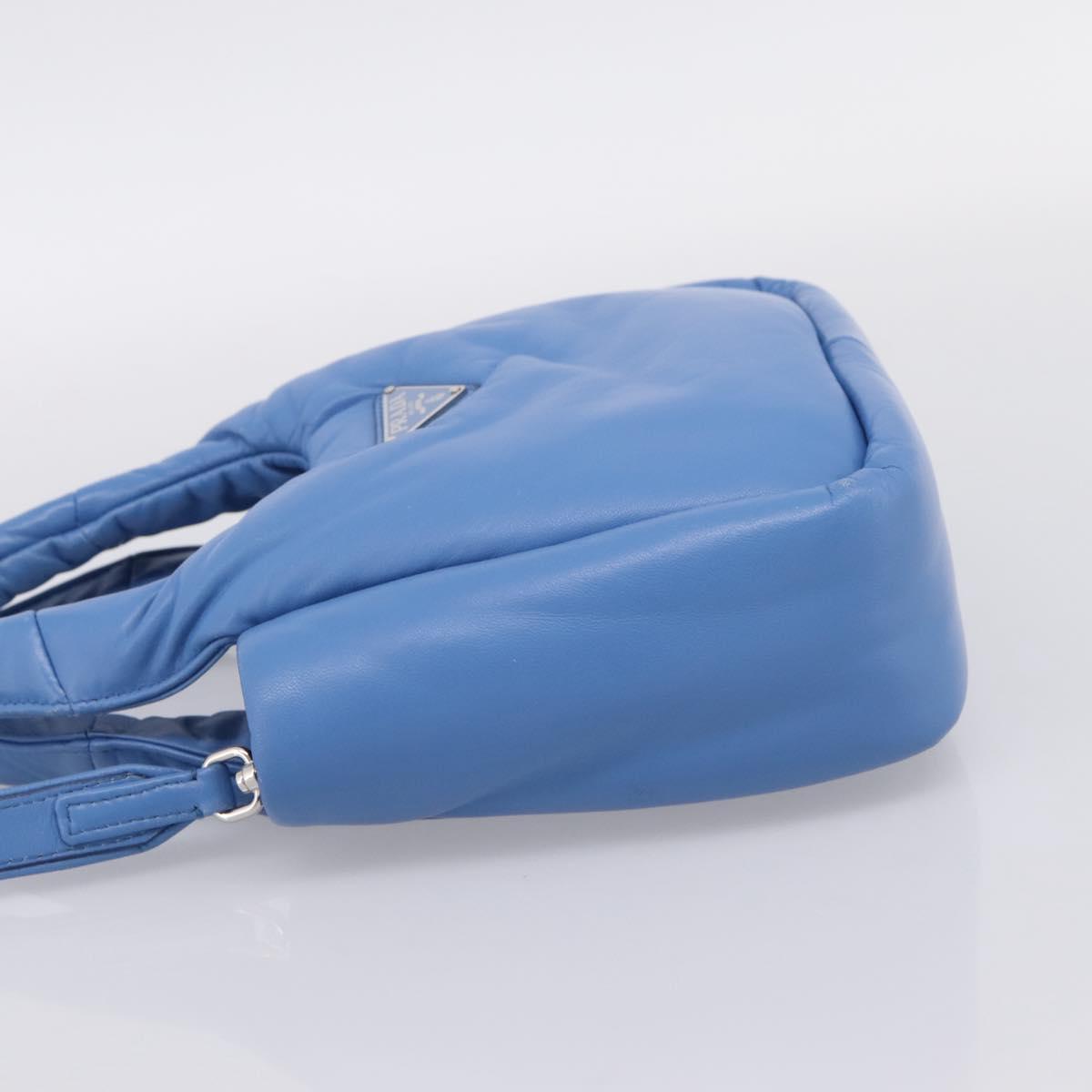 PRADA Hand Bag Leather 2way Blue Silver Auth 203202SAM