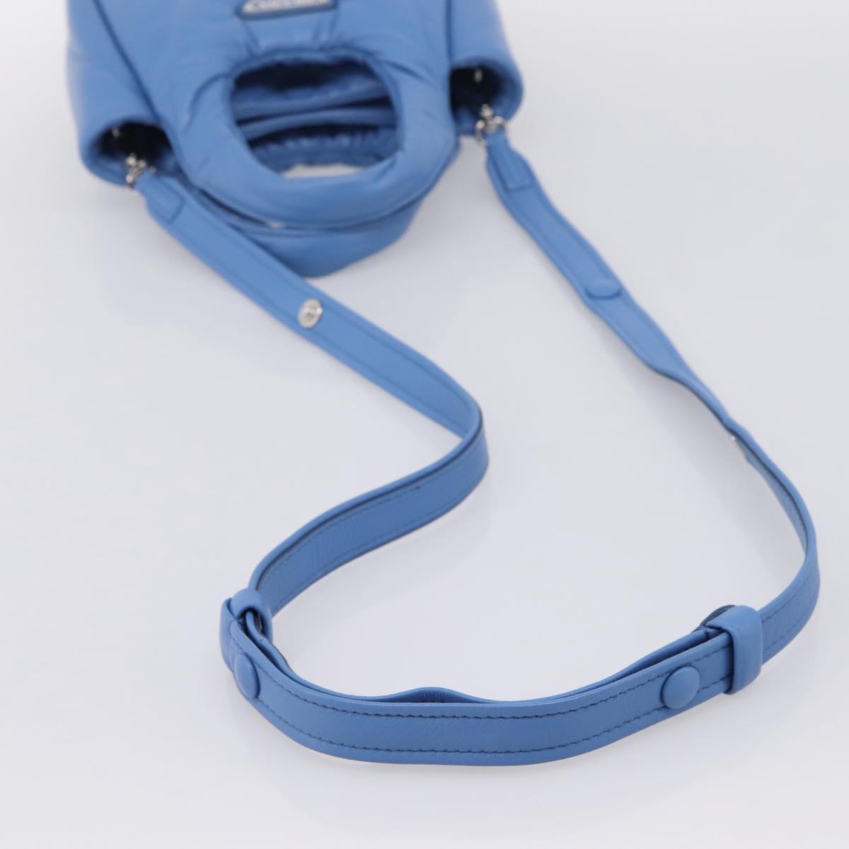 PRADA Hand Bag Leather 2way Blue Silver Auth 203202SAM